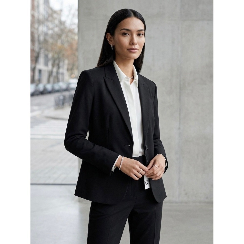 Zara Black Tailored Single Button Blazer Jacket 8372/735/800 NWT Size 8